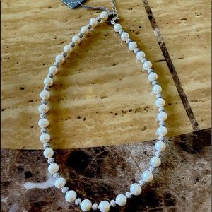 Fiorenza SS and Pearl Necklace Adjustable 18-21 in long NWT